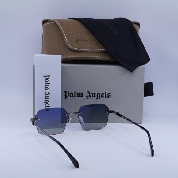 Palm Angels PERI10G QUARTZ 1007 Geometric Sunglasses - Gunmetal/Blue - Picture 6 of 11